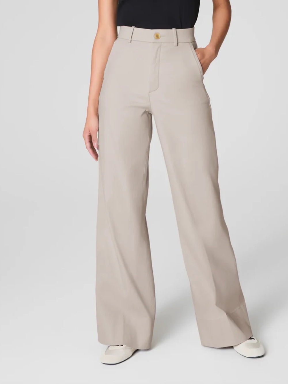 SPANX Wide Leg Pants in Light Beige